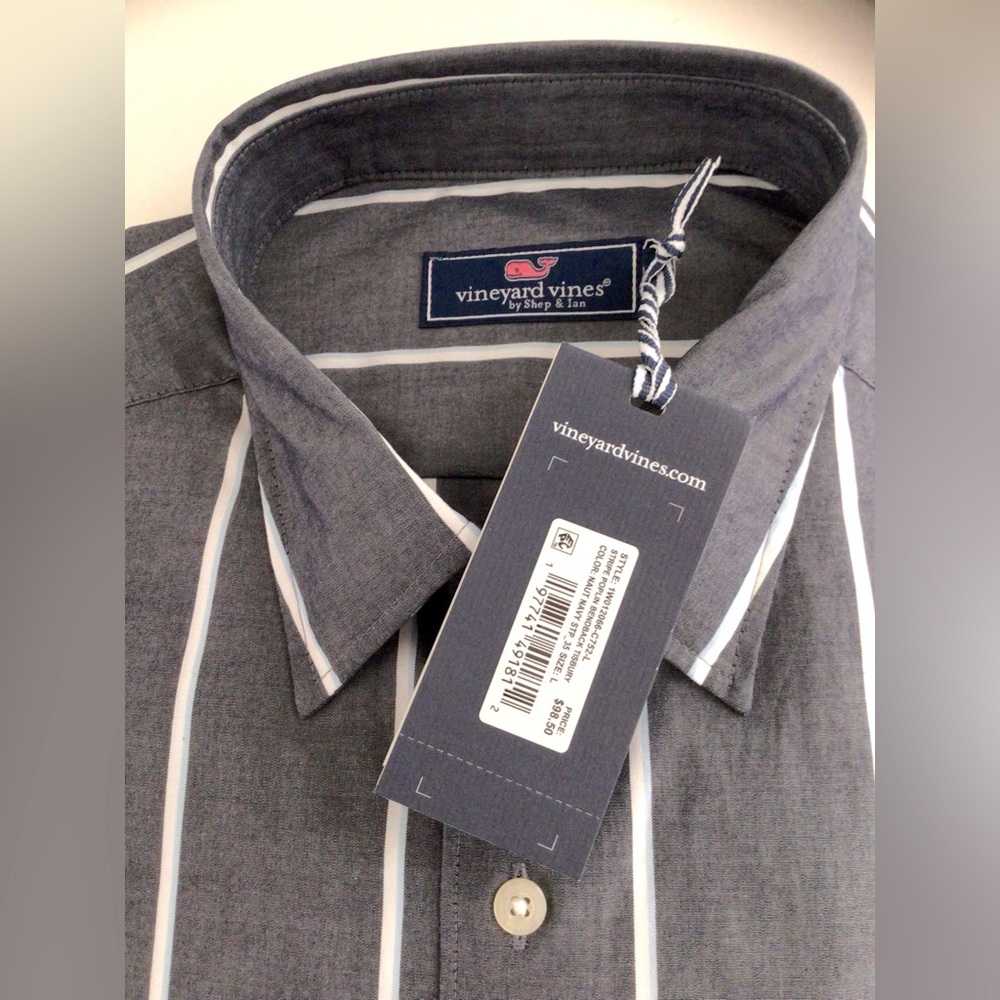 Men’s Vineyard Vines Shirt Long Sleeves Poplin Stretch NEW In Pack Naut … - Picture 4 of 9